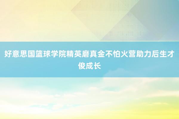 好意思国篮球学院精英磨真金不怕火营助力后生才俊成长